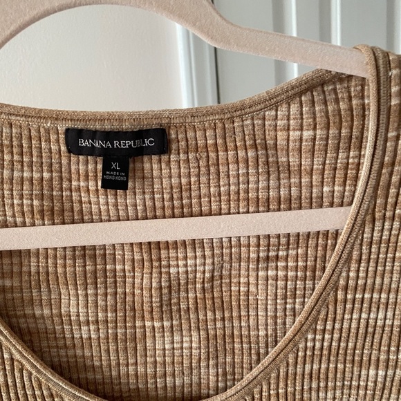 Banana Republic Space Dye Scoop Neck Sweater XL Tan Ribbed Knit Top - Picture 4 of 4